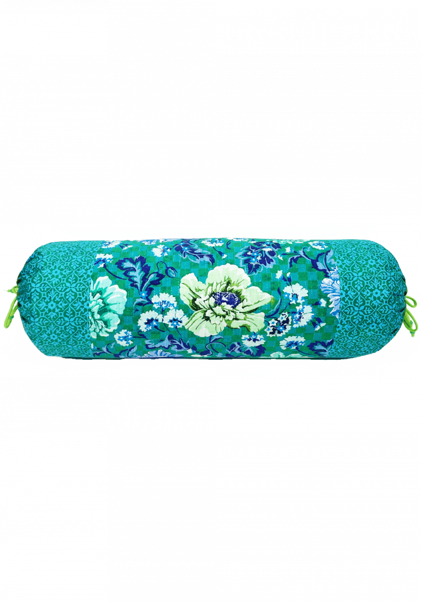 cotton bolster 60x20cm BLOSSOM verde
