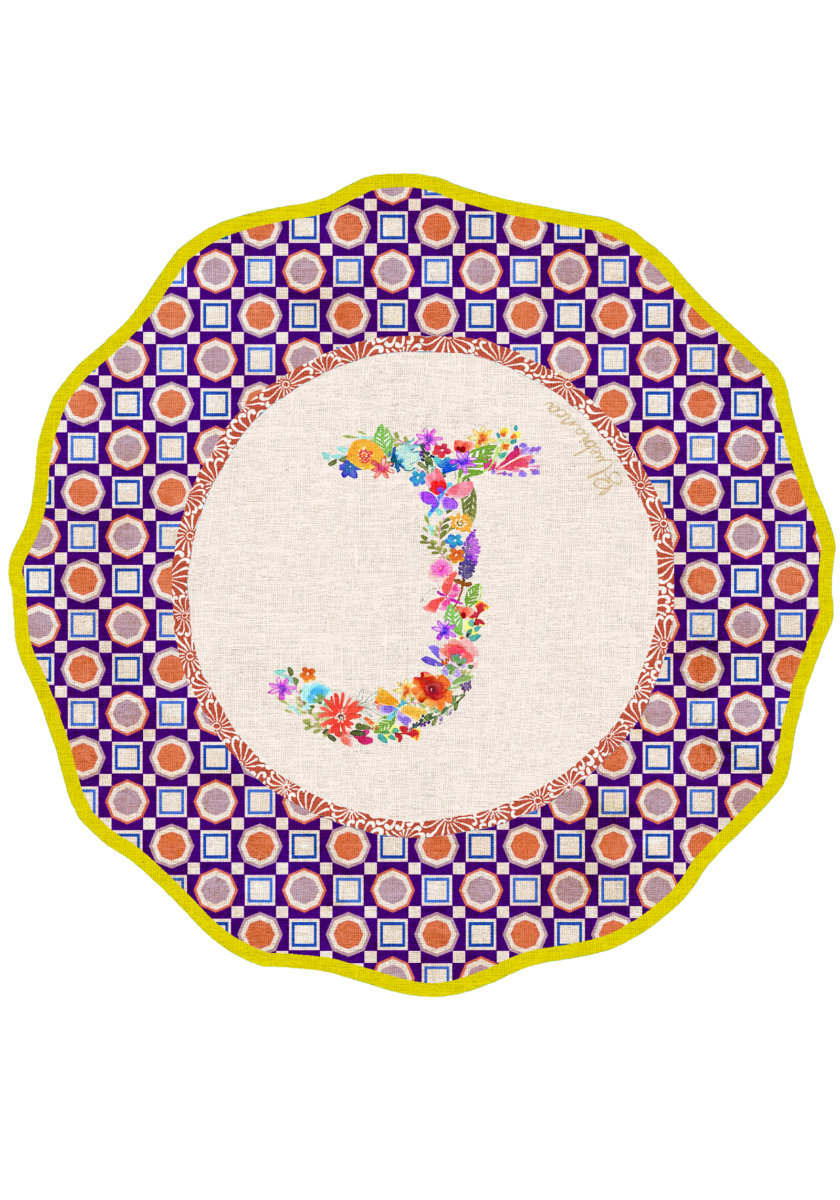 Pvc placemat Ø 37 Monogramma MULTICOLOR J - immagine 2