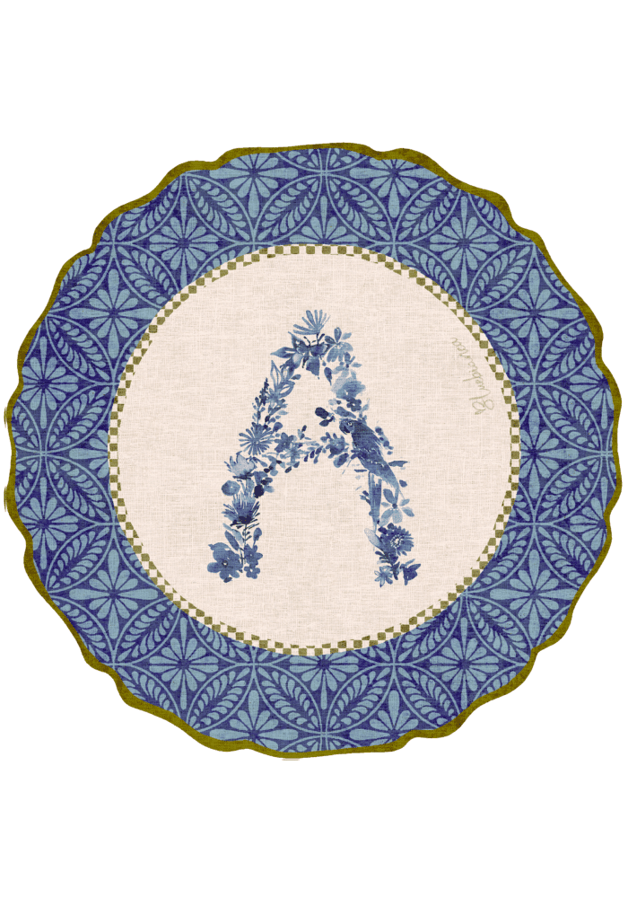 Pvc placemat Ø 37 Monogramma blu