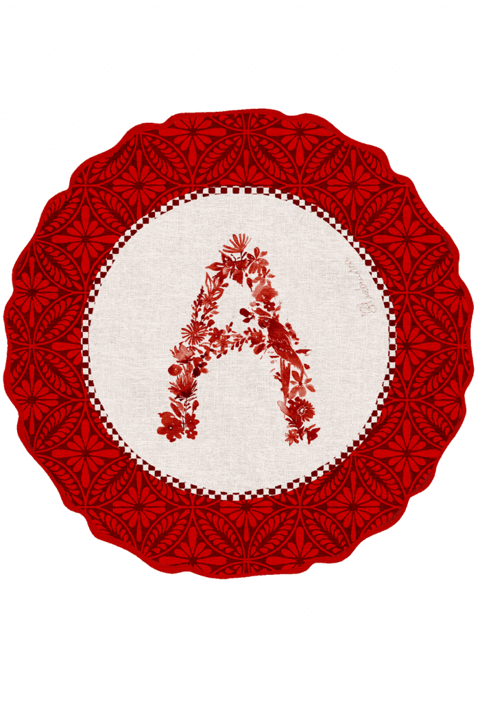 Pvc placemat Ø 37 Monogramma rosso