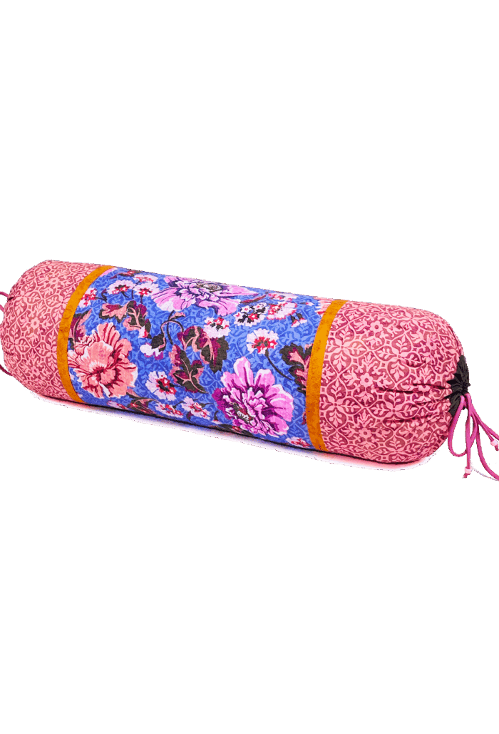 cotton bolster 60x20cm BLOSSOM blu