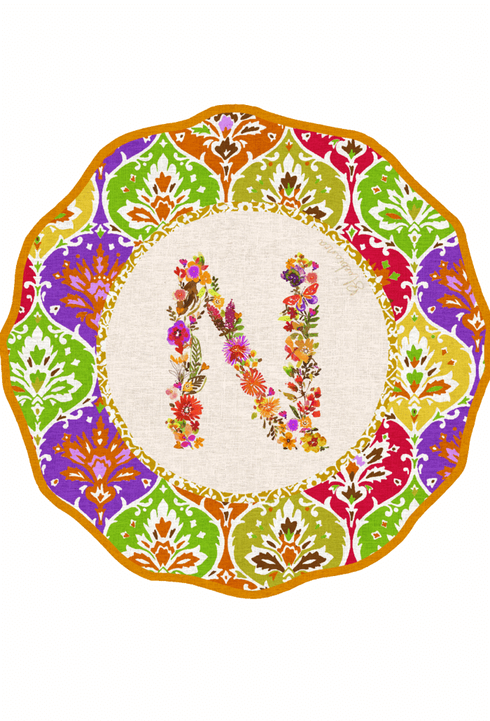 Pvc placemat Ø 37 Monogramma MULTICOLOR N