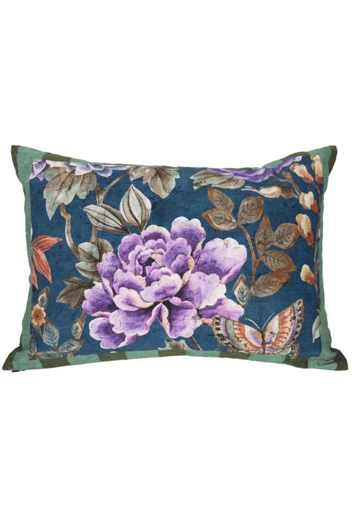 cotton cushion 35x50cm PEONY blu