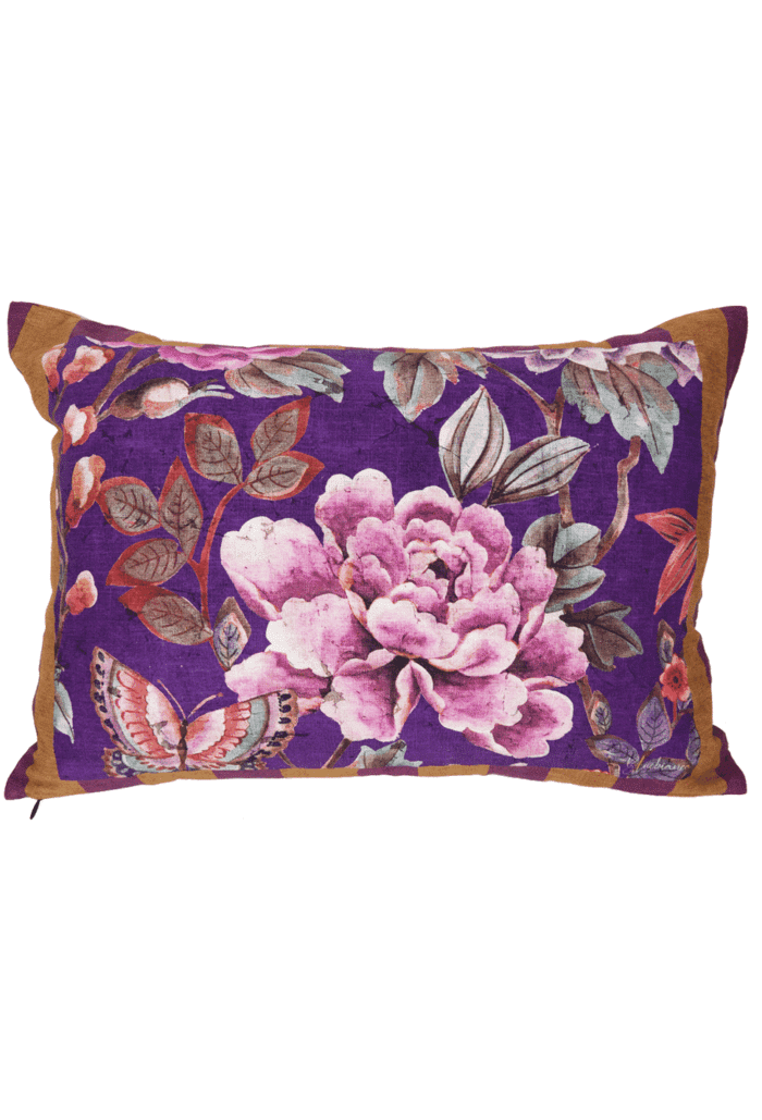 cotton cushion 35x50cm PEONY viola
